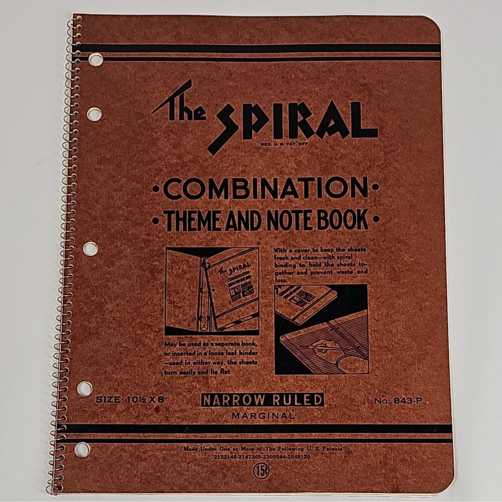 Vintage 1950s The Spiral Combination Theme Note Book 843-P 15 Cent Notebook